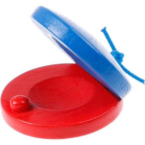 1Pcs Wooden Castanets Wood Percussion Education Childs Intellectual Development Listening Ability Musical Instrument