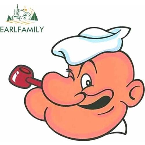 EARLFAMILY 13cm x 10.9cm Car Sticker for Smoking Popeye Car Bumper Decal Vinyl Waterproof Accessories Car Styling Decals