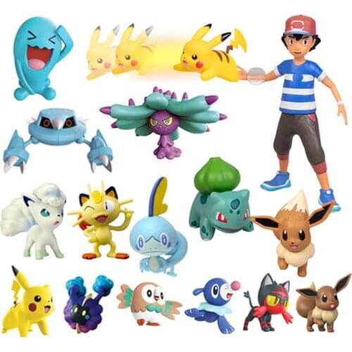 38 Types Anime Rockruff Bulbasaur Charmander Squirtle Eevees Mew Sobble Vulpix Growlithe Snorlax Pokemones Action Figure Toys
