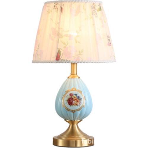 Elegant American Style Blue Ceramic Table Lamp For BedRoom Bedside Living Room Foyer Study Desk Reading Night Light 190093
