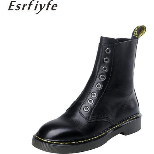 ESRFIYFE 2020 New Boots Women Genuine Leather Shoes for Winter Boots Shoes Woman Casual Spring Botas Mujer Female Ankle Boots