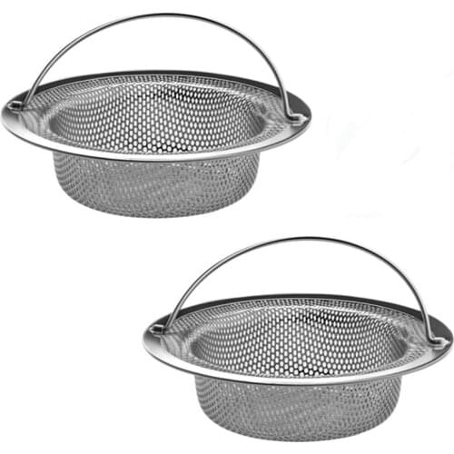 HLZS-Kitchen Sink Stainless Steel Basket Filter with 2 Handles, Anti-Clogging Stainless Steel Drain Filter, Rust-Free(2 PCS)