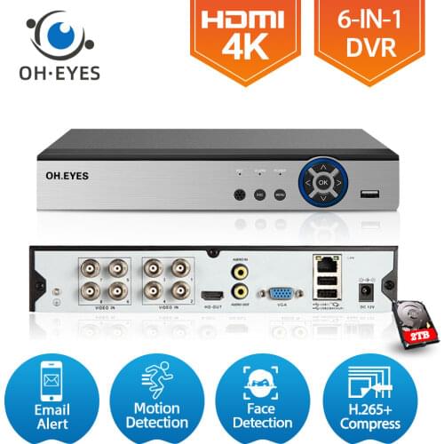 8CH 4K Super HD CCTV DVR H.265 Surveillance Digital Video Recorder For 2MP/3MP/4MP/5MP/8MP AHD IP Camera XMEYE Hybrid NVR System