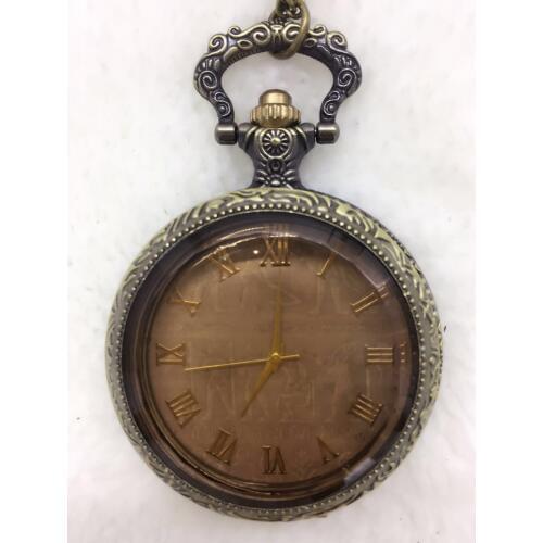 The classic retro ancient circular pattern shell white glass retro large quartz pocket watch watch in ancient Egypt MJL52