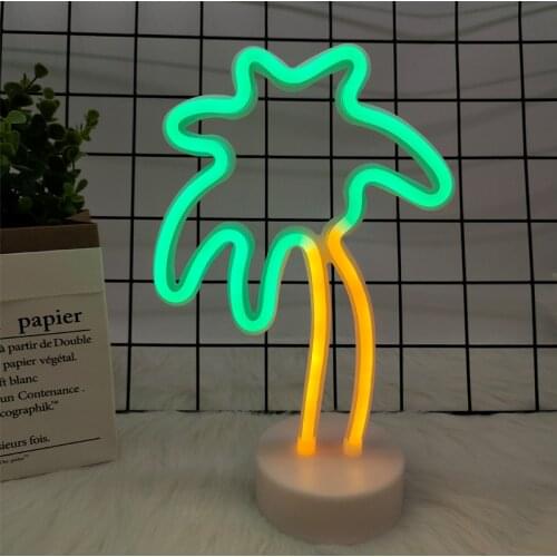 Coconut Tree Shape LED Neon Sign Light Xmas Party Wedding Kids Bedroom Home Decoration USB Battery Powered Atmosphere Night Lamp