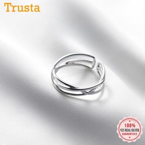 TrustDavis Real 925 Sterling Silver Fashion Sweet Hollow Cross Opening Tail Ring For Women Wedding Party Fine S925 Jewelry DB070