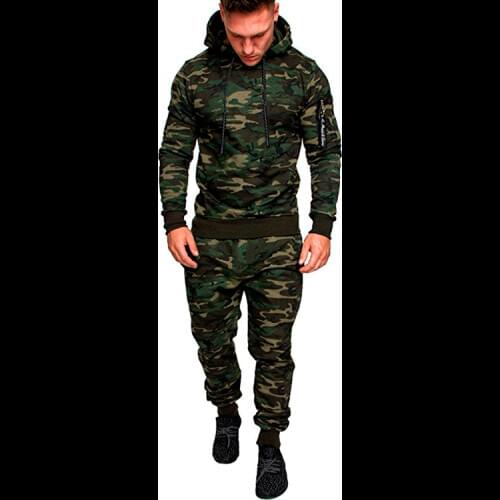 Camouflage hoodies set (pullover+pant) mens Casual Brand hooded Sweatshirts Beam foot pants male New spring autumn fit clothing