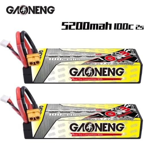 Gaoneng GNB 5200mAh 2S 7.4V 100C/200C Hardcase LiPo Battery Pack with Dean T Plug or XT60 for 1:10 RC Car Boat Parts