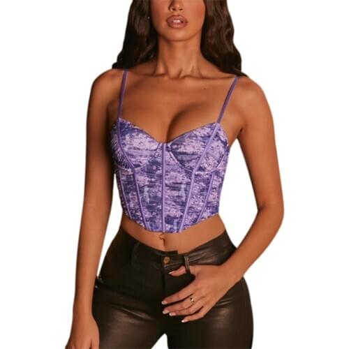 Summer Women strap Tank Tops Short Floral Slimming Sexy Thin Irregular Hem Short Off Shoulder Vest