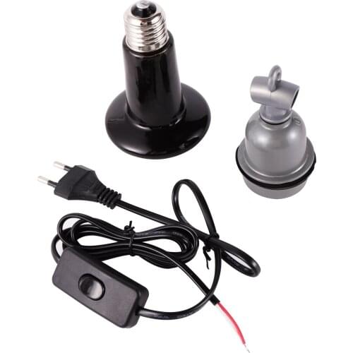 Power cord heating lamp with lamp cap and switch 25W~200W Ceramic lamp for heating farm animals reptiles and poultry 2set