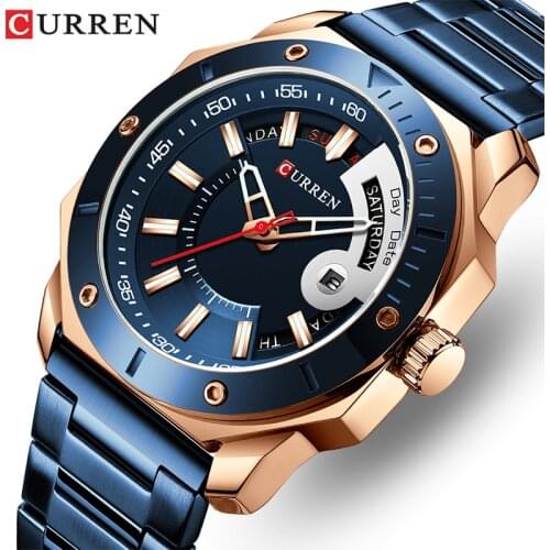 2020 New CURREN Fashion Business Quartz Watches Top Brand Luxury Blue Wristwatch For Men Stainless Steel Waterproof Sport Clock
