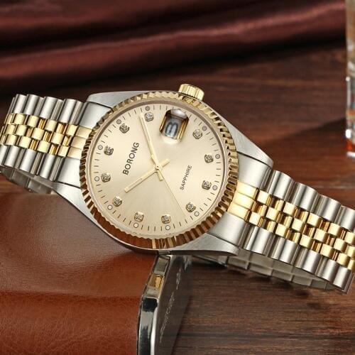 Mens Wrist Watches Mens Watches Top Brand Luxury BORONG Clock Stainless Steel Mens Watch Men erkek kol saati reloj hombre