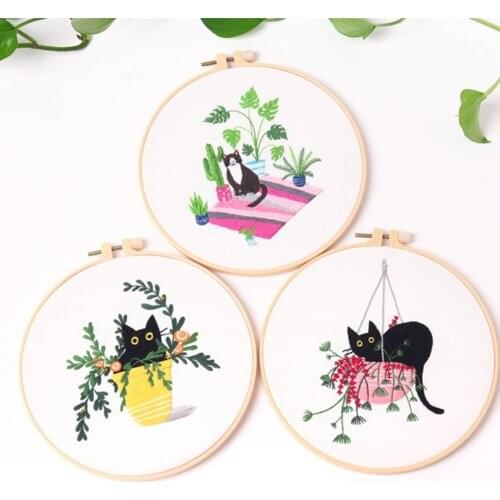 Cat Beginner Needlework Kits Embroidery Set Cross Stitch Series DIY Crafts Embroidered Cloth Embroidery Thread