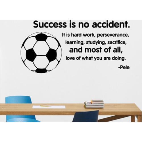 Success Is No Accident Wall Decal Pele Quote Soccer Poster Home Gym Sport Vinyl Sticker Playroom Kids Room Decor Art Mural X47