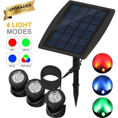 Head Solar Powered Outdoor LED Spotlight RGB Color Changing 3pcs Solar Lamp IP65 Waterproof Underwater Submersible Lamps