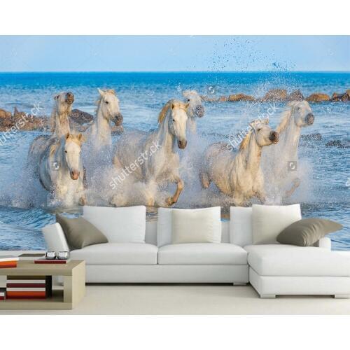 Custom home decoration wallpaper,Herd of White Horses, photo landscape mural for living room bedroom sofa background wallpaper