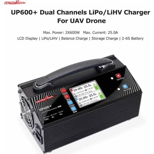 Original Ultra Power UP600+2x600w 25A 2-6S Dual Channels Lipo/LiHV Charger for UAV Drone Charger