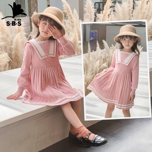 Girls Dress Childrens College Style Knitted Sweater Dress 2020 New Arrival Spring and Autumn Long-sleeved Kids Princess Dress