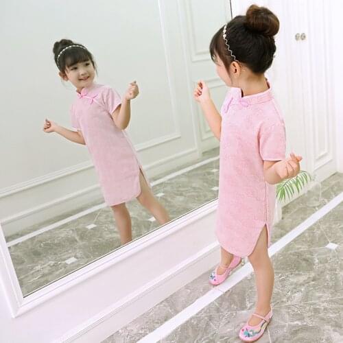 Baby Girls Chinese Style QiPao Dress Brand Floral Cheongsam for Girls Kids Performance Costume