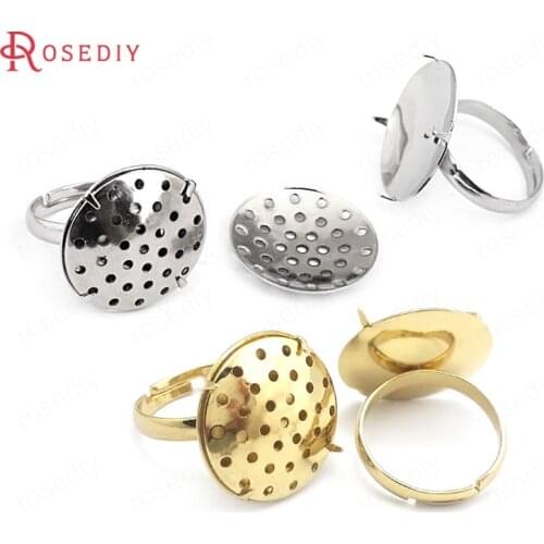 34074)10PCS Disk 20MM Imitation Rhodium Color Brass Flat Rings Trays Ring Base Ring Setting Diy Jewelry Findings Accessories