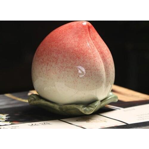 Creative Peach Tea Caddy Ceramic Tea Box Gift Puer Packing Box Sealed Canister Set Teaware Sugar Bowl Porcelain Storage Jar Craf