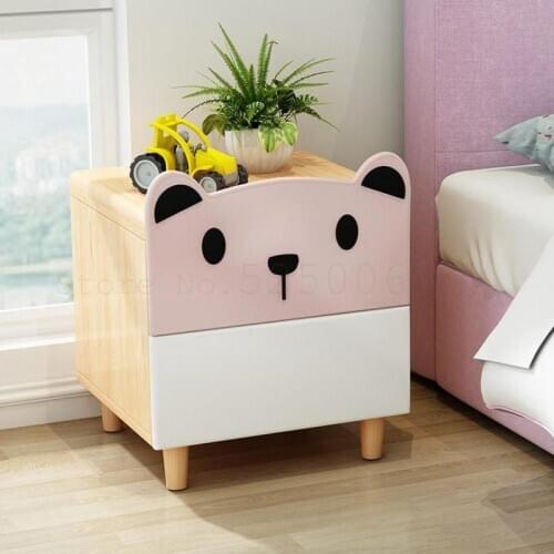 9999 Bedside Cabinet Cartoon Bedroom Children Receive Storage Solid Wood Bear Double Draw Bedside Cabinet Mini Cabinet