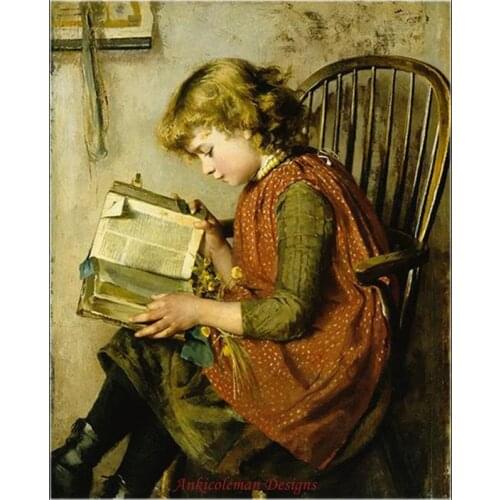 Counted Cross Stitch Kits Needlework Embroidery - 14 ct Aida DMC Color DIY Arts Handmade Home Decor - A Young Girl Read