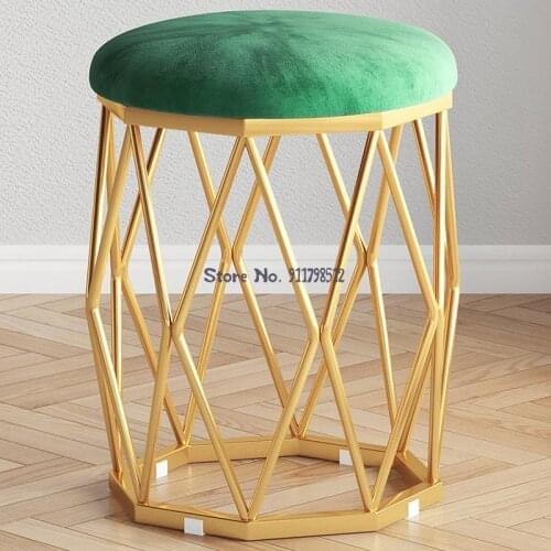 Makeup stool fashion dining chair nail stool net celebrity girl wrought iron creative art light luxury soft bag low stool dressi