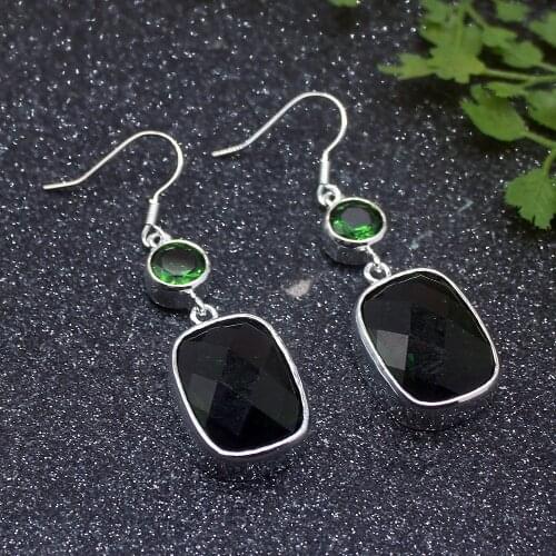 Glowing Natural Shiny Green Peridot Silver Color For Women Drop Dangle Earrings 2 inch HD563