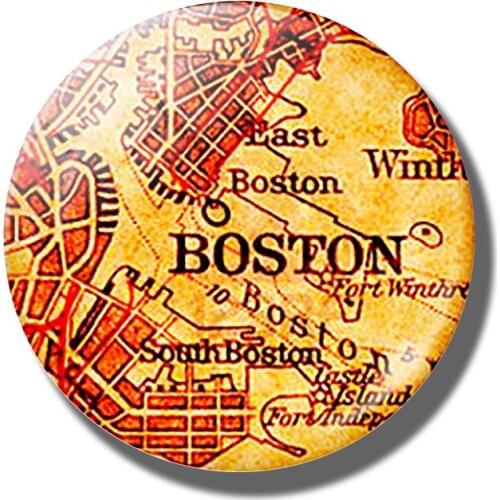 Vintage Boston Map 30MM Fridge Magnet Massachusetts America Glass Cabochon Magnetic Refrigerator Stickers Note Holder Home Decor