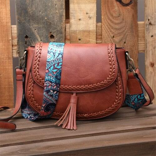 New Weaving Vintage Shoulder Bags Women Leopard Strap Fashion Crossbody Bags Ladies Zipper Tassel Bag