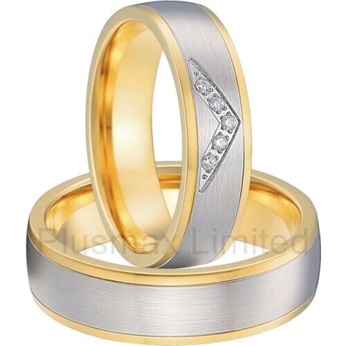 Anel de Casamento titanium jewelry Manufacturer direct bicolor gold color engagement wedding rings