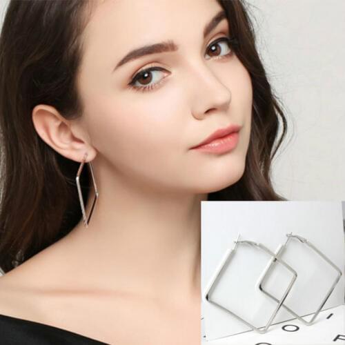 Fashion Jewelry Alloy Exaggerated Nightclub Square Geometric Earrings Big Circle Hoop Earrings Female Pendant Large Ring Earring