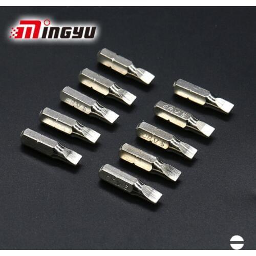 10pcs Slotted Screwdriver Bit Set 5.5 Chrome Vanadium Steel Flat Head Slotted Tip Hand Tools Nozzles for Screw Drivers Bits