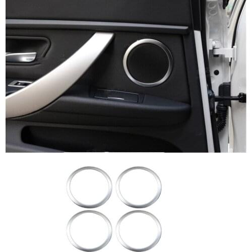 4pcs ABS Chrome Door Speaker Audio Sound Box Decoration Ring Trim For BMW 3 Series 320LI 328 316 318 2013-2018 Car Accessories