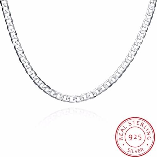 6MM 16inch-24inch Link Chain Necklaces Silver Jewelry Men Necklace, 925 Sterling Silver Necklace Colar Men Jewelry Accessories