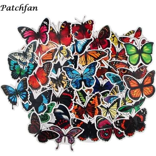 AD346 Patchfan 45pcs Cartoon Butterfly Stickers DIY Bike Travel Luggage Phone Guitar Laptop Waterproof PVC Classic Toy Stickers