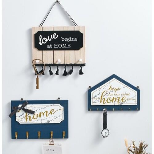 American Wooden Retro Keys Holder Wall Decoration Pendants Living Room Wall Hanging Small Ornaments Boho Decor