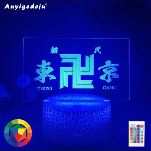 Anime LED Light Tokyo Revengers for Kids Child Bedroom Decoration Birthday Gift Room Decor Desk Manga 3d Lamp Tokyo Revengers