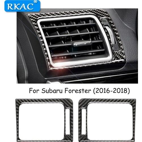 RKAC For Subaru Forester Carbon Fiber Car Interior Air Conditioner Outlet Vent Frame Car Styling Sticker 2016-2018 Accessories
