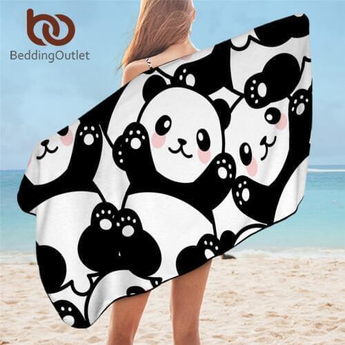 BeddingOutlet Panda Bath Towel Bathroom Microfiber Cartoon Beach Towel Animal Kids Teen Shower Towel Summer Blanket Toalla