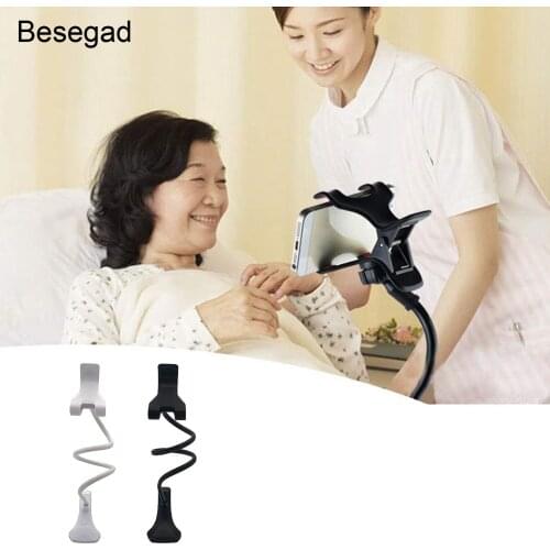 Besegad Cell Phone Holder Flexible Gooseneck Lazy Phone Stand Mount Clip Clamp Bed Tablet Car Bracket For iPhone XS X Samsung
