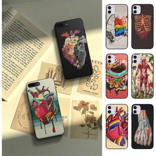 Medical Human Organs Brain Meridian Kidney High Phone Case Fundas For Iphone 6 6s 7 8 Plus Xr X Xs 11 12 13 Mini Pro Max