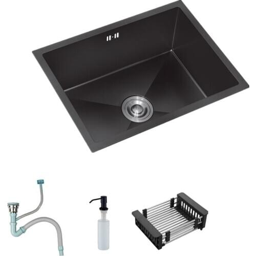 Black Kithc Sinks Stainless Steel Nano Single-bowel Basin Vegetable-washing Basin Under Mount for large Capacity