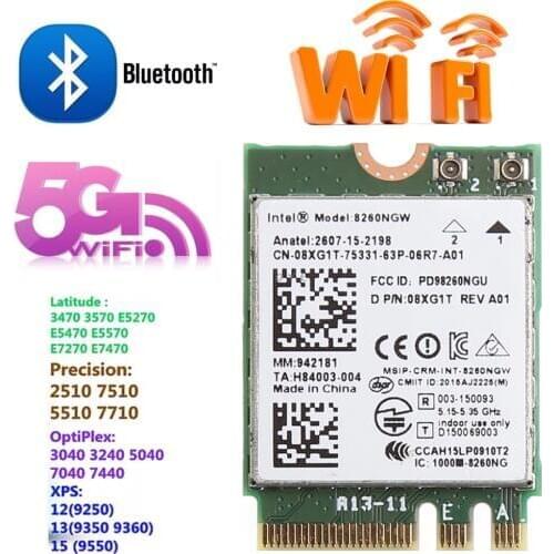 Dual Band 2.4+5GHZ 867M Bluetooth V4.2 Next Generation Form Factor M.2 WLAN Wifi Wireless Card Module For Intel 8260 AC DELL 826