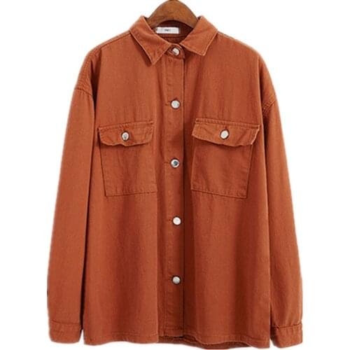 Denim Shirt Tops Female 2021 Spring Autumn Women Denim Jeans Jacket Street Oversize Overcoat Loose Wild Thin Vintage Cowboy Coat