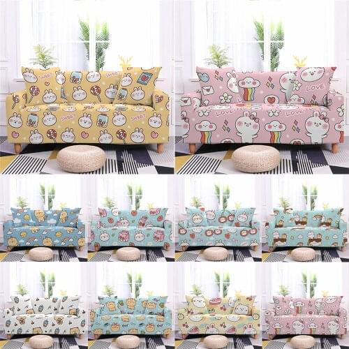 Cartoon Animal Rabbit Elastic Sofa Cover Cushion Cover For Home Protective Slipcover Scratch-resistant Sectional All Corner Sofa