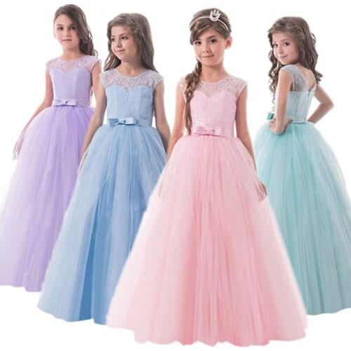 Elegant Lace Princess Girl Christmas Party Dress Wedding Gown Kids Dresses For Girls Dress Children Clothing Teens 8 12 14 Year