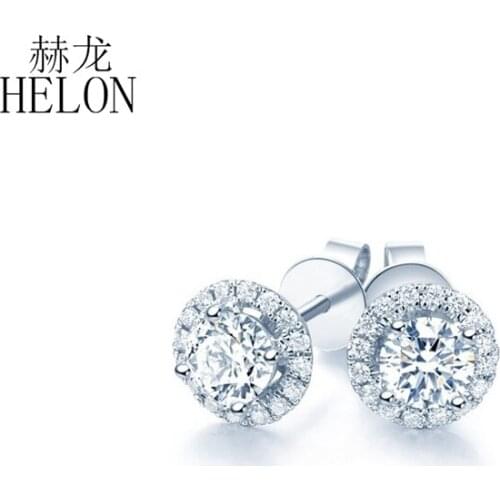 HELON 4mm Round Moissanite Earrings Sterling Silver 925 Lab Grown Moissanite Diamond Stud Earrings Women Fine Jewelry Gift