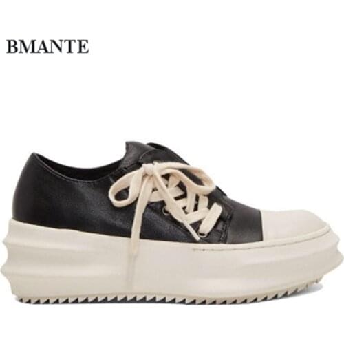 Bmante Men Shoes Genuine Leather Platform Lace up Womens Shoes Casual Dark Goth Owen High Street Men Sneakers for Women Autumn